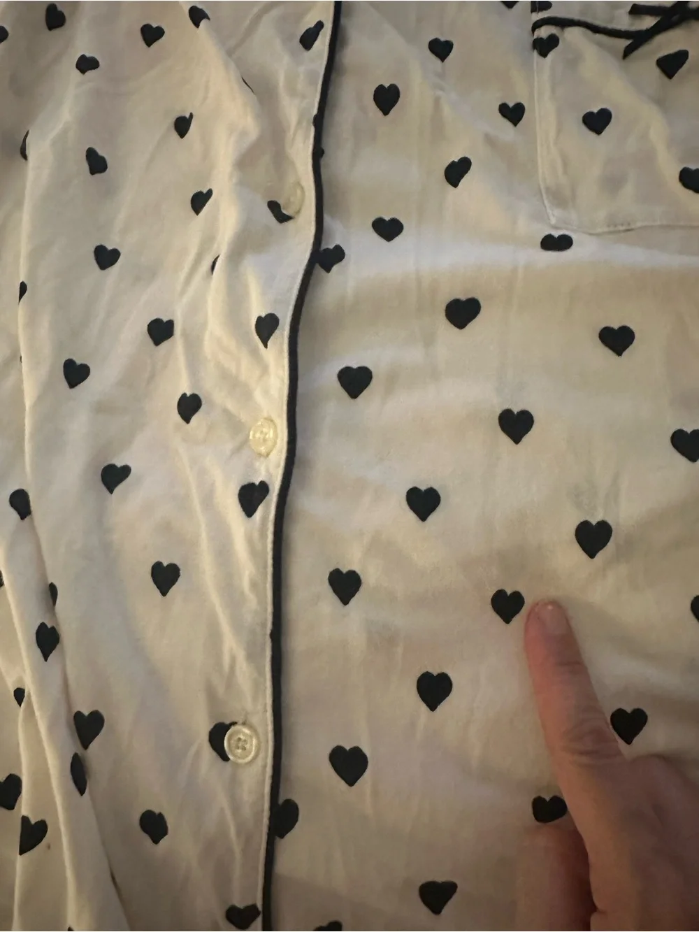 Kate Spade White And Black Heart Polka Dot 3/4 Sleeve Sleep Shirt Size Large